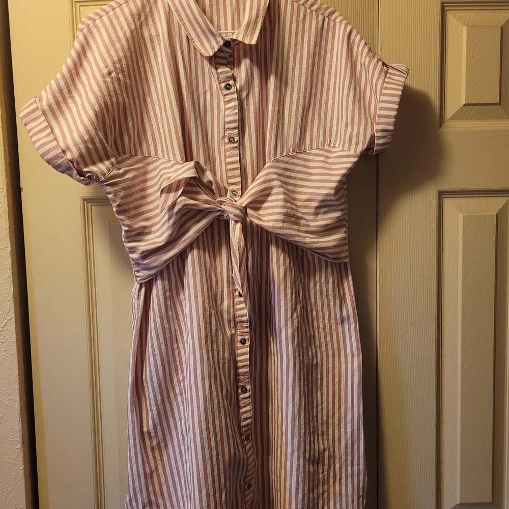 Doe & Rae Red and White Striped Dress